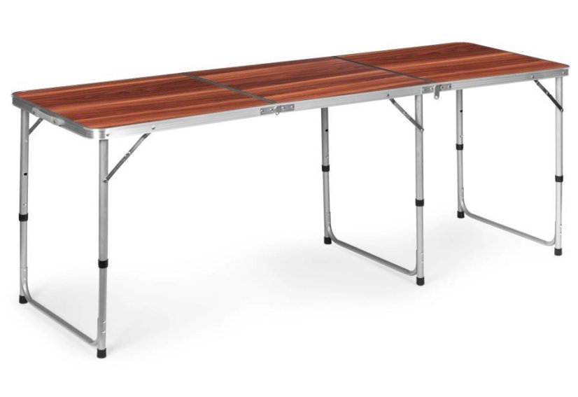 Masă de catering pliabilă 180 x 60 cm cu imitație de lemn în 3 părți