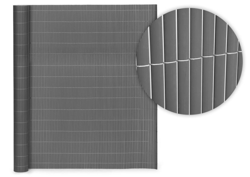 Obojstranná antracitová clona na balkón, plot a terasu z PVC