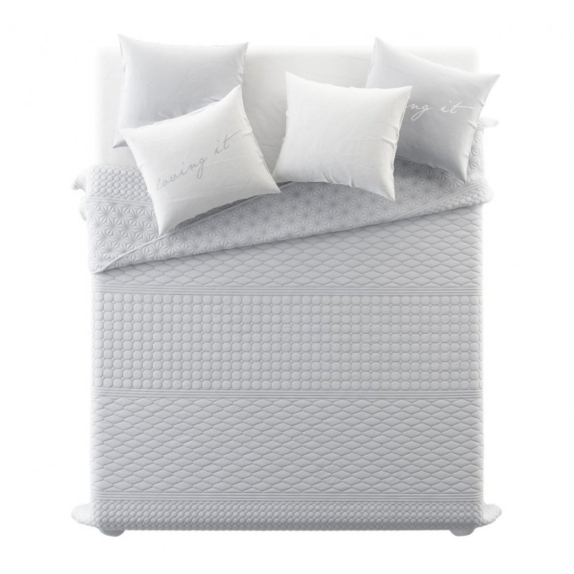 Jednoduchý oboustranný přehoz na postel v světle šedé barvě 200 x 220 cm
