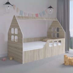 Házikó gyerekágy 160 x 80 cm Sonoma tölgyfa - jobbos
