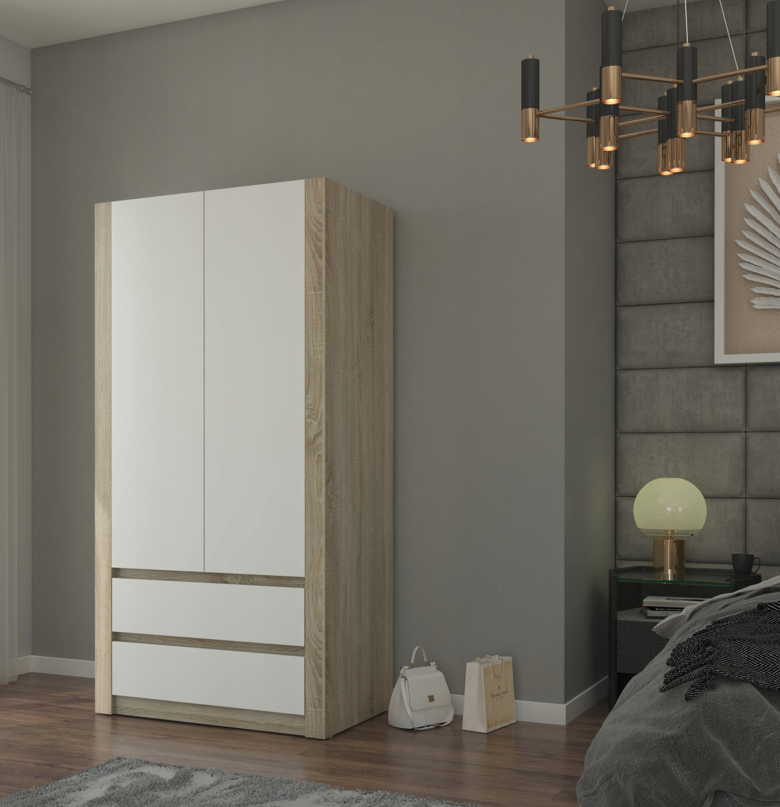 Modern kétajtós gardróbszekrény MODERN B20 180 x 90 x 55 cm - különböző színváltozatokban.