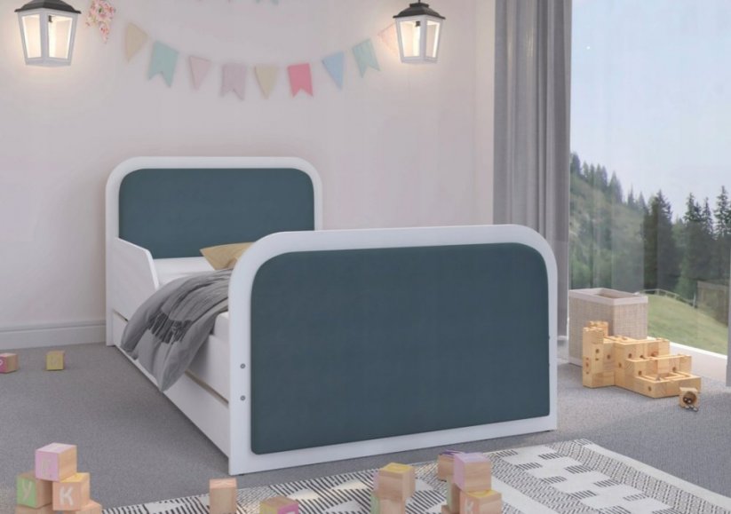 Luxuriöses Kinderbett mit Kunstlederbezug 160 x 80 cm