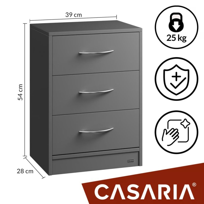 Eloise éjjeliszekrény - 2 darabos szett, 3 fiókos, 54 × 39 × 28 cm