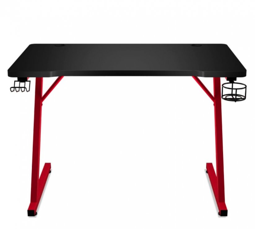 Praktický černý herní stůl HERO 1.8 s červenou konstrukcí