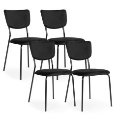 Set 4 jedálenských stoličiek – čalúnené zamatové stoličky s kovovou konštrukciou