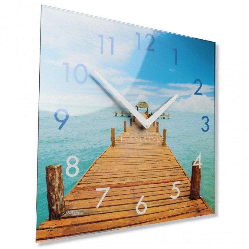 Декоративен стъклен часовник с летен мотив, 30 см