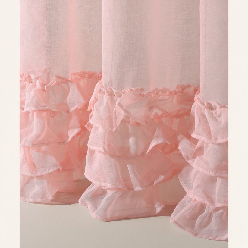 Розова завеса Flavia с къдрички на сребърни втулки 250 x 250 cm