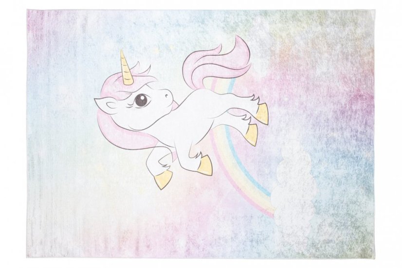 Bunter Kinderteppich mit Einhornmotiv 
