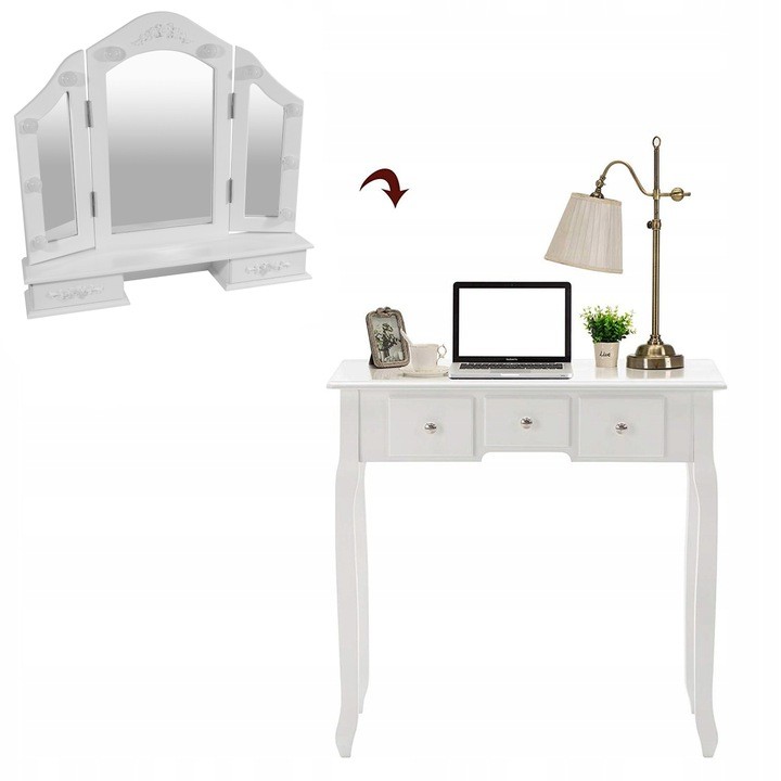 Moderný toaletný stolík s LED osvetlením v bielej farbe