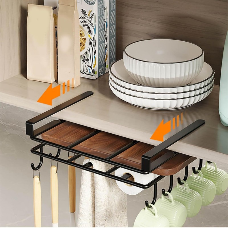 Hängendes Metallregal - Küchenorganizer schwarz