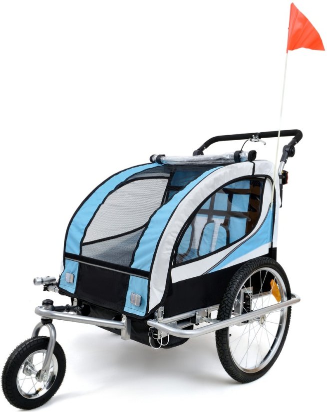 2-miestny príves za bicykel s tlmičom + JOGGER modrý