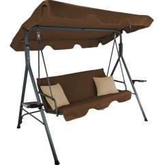 Gartenschaukel 170 × 118 × 153 cm – braun mit gepolsterten Kissen