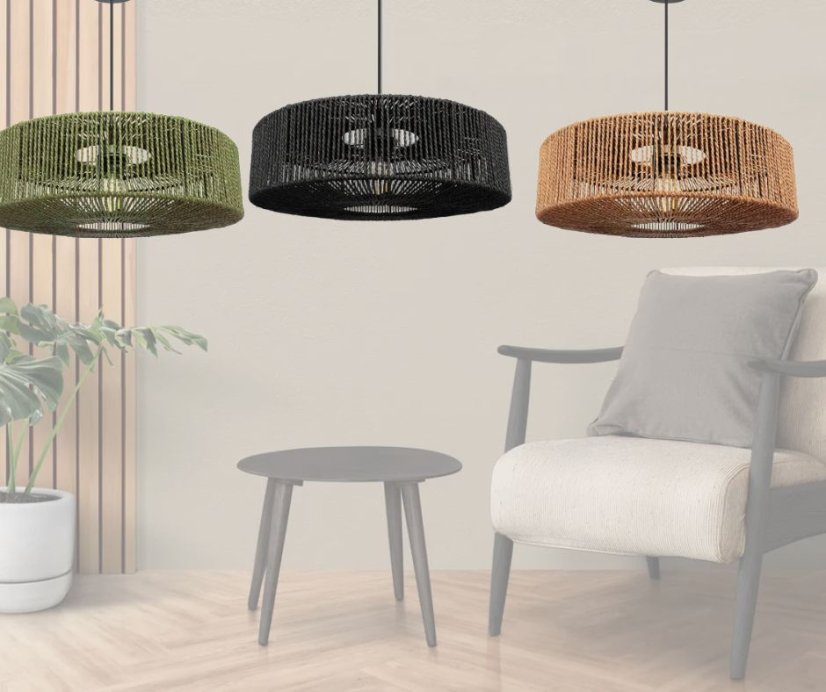 Závesné svietidlo z juty a kovu 60W