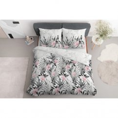 Pamučne posteljine s romantičnim uzorkom u sivoj kombinaciji