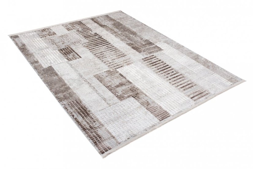 Designer-Teppich im Vintage-Stil mit geometrischen Mustern in Brauntönen
