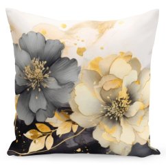 Elegantná obliečka na vankúš s kvetinovým vzorom v sivých odtieňoch