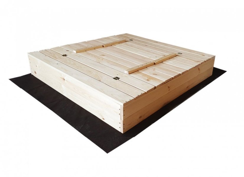 Geschlossener Sandkasten für Kinder mit Bänken 140 x 140 cm