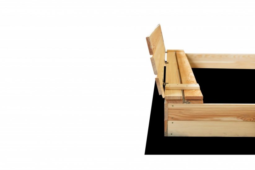 Detské drevené pieskovisko s lavičkami 160 x 160 cm - uzatvárateľné