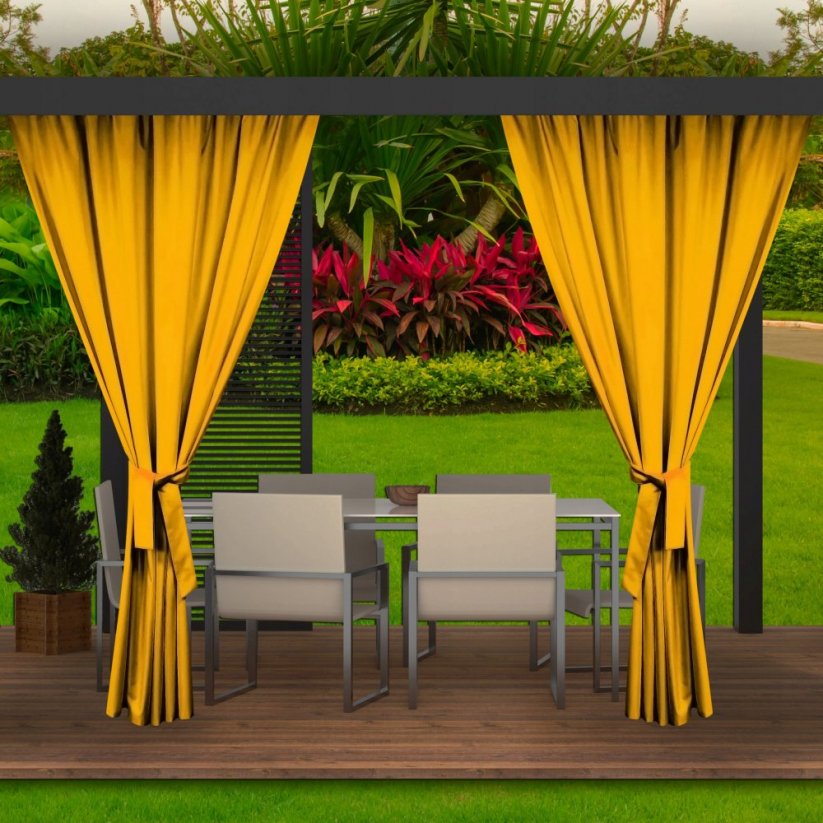 Markanter gelber Vorhang für den Gartenpavillon 155x220 cm