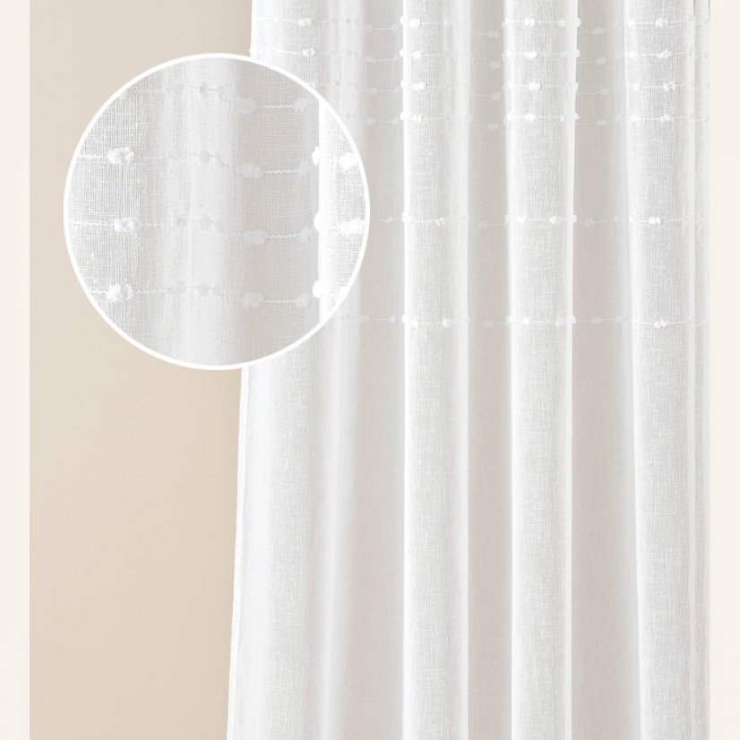 Kvalitná biela záclona  Marisa  so striebornými priechodkami 140 x 260 cm