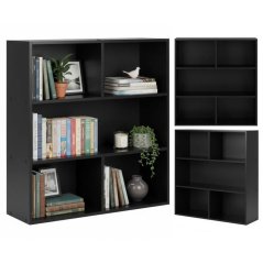 Moderní černý regál – třípatrová police na knihy, dekorace a hračky