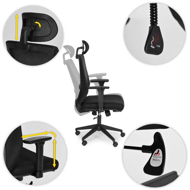 Ergonómikus irodai szék lélegző háttámlával és fejtámlával