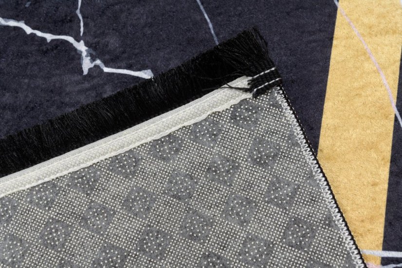 Covor de designer întunecat cu model de marmură detaliu de aur