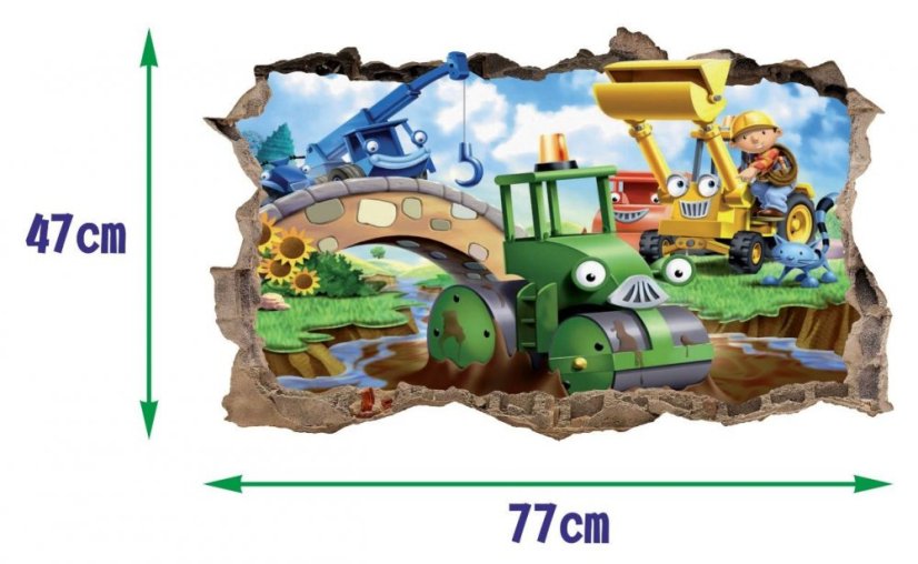 Dětská samolepka s motivem pohádky stavitel Bob 47 x 77 cm
