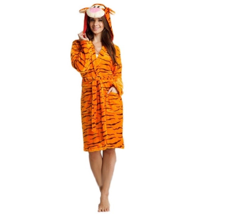 Oranžový župan pro dámy ve stylu tygra velikost S