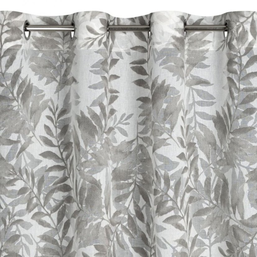 perdele elegante pe cercuri cu un model de frunze 140 x 250 cm