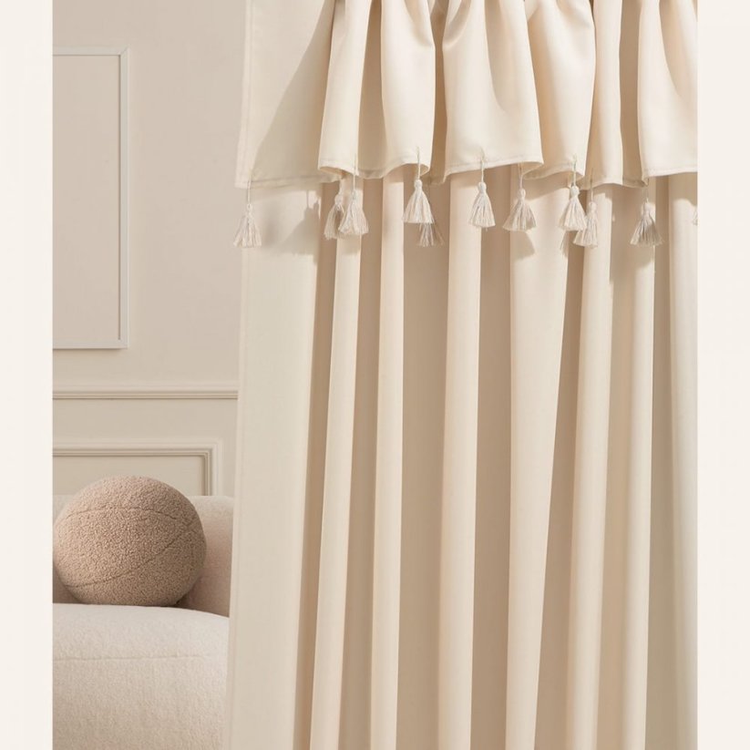 Krem zavesa Astoria s čopki na veznem traku 140 x 280 cm