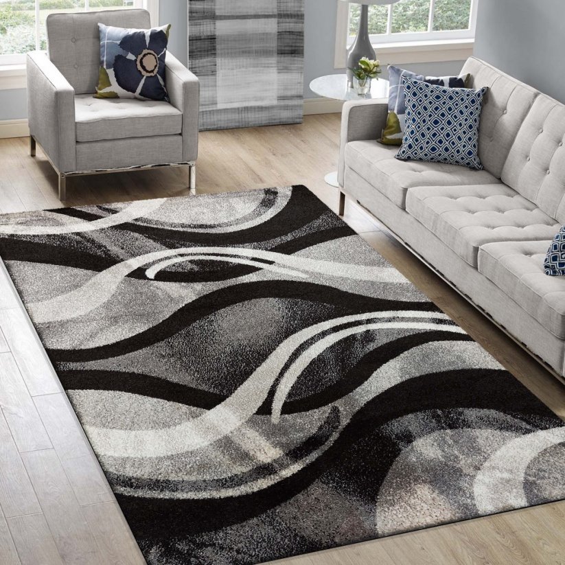 Eredeti szőnyeg szürke színű absztrakt mintával - Méret: Szélesség: 80 cm | Hossz: 150 cm