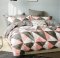 Lenjerie de pat cu două fețe cu model geometric în combinații de maro și roz