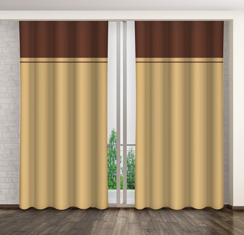 Modern kétszínű bézs függöny a hálószobához