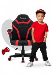 Качествен детски гейминг стол в черно и червено