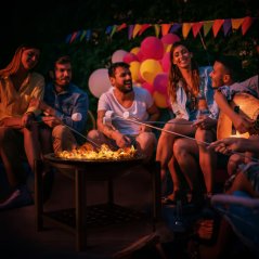 Braciere a ciotola da giardino in acciaio con vano portaoggetti 55 cm
