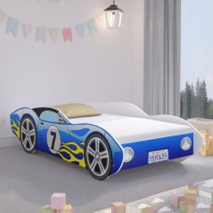 Einzigartiges blaues Rennwagenbett 140 x 70 cm
