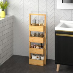 Raft din bambus cu 4 polițe - 88 x 16 x 28 cm