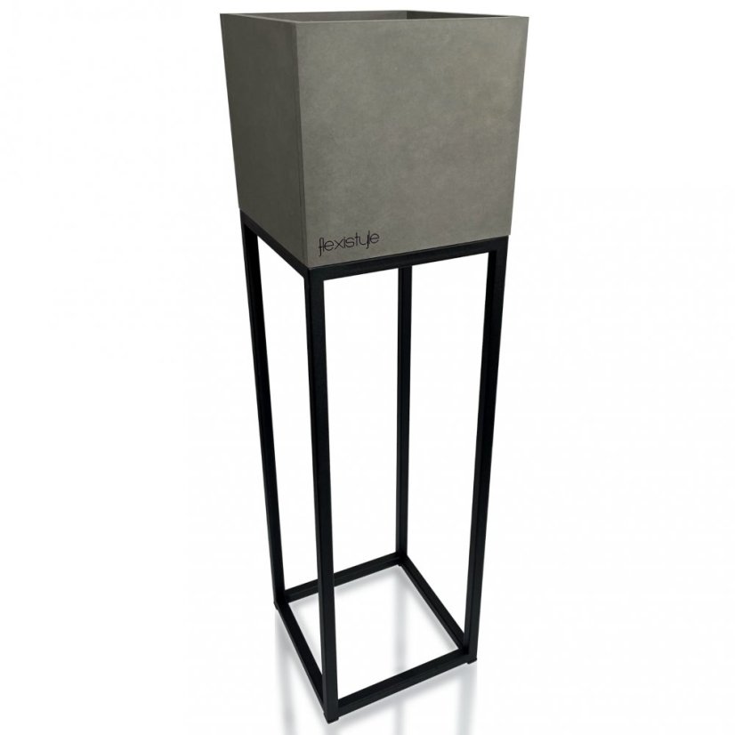 Ghiveci elegant din metal înalt gri LOFT FIORINO 22X22X80 cm