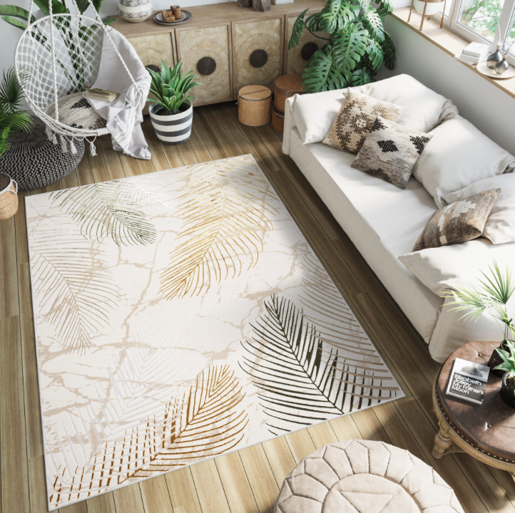 Luxusný koberec s listovým vzorom Golden