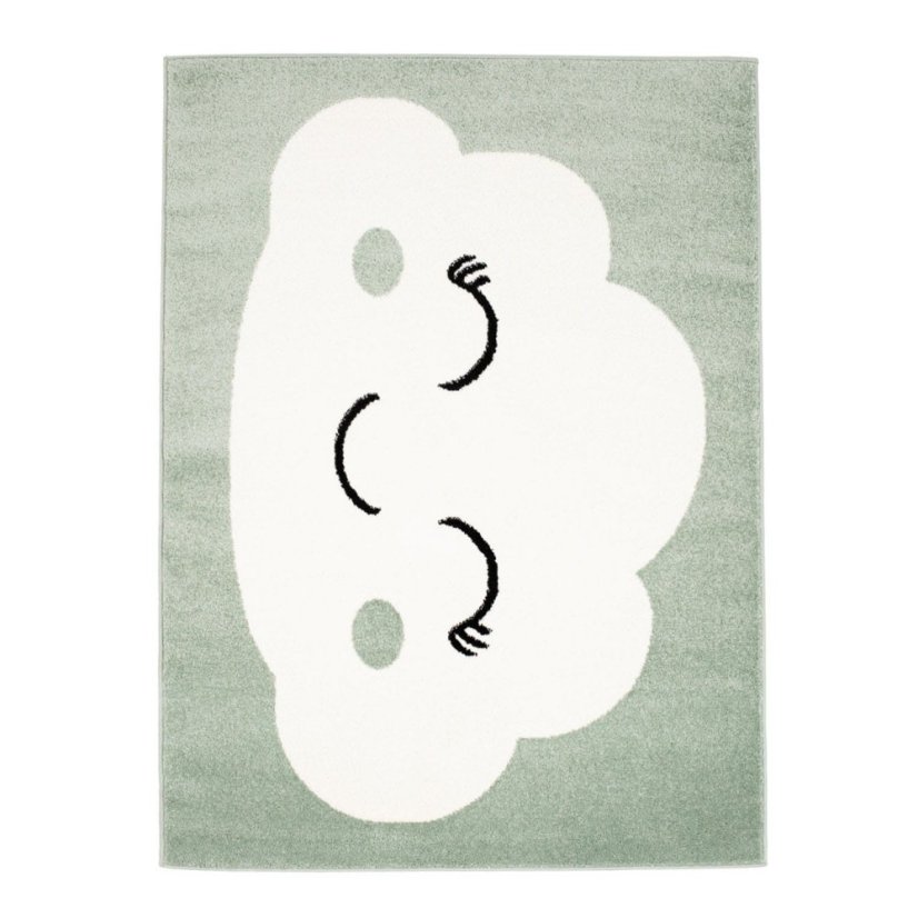Covor de joacă verde pastel cu nor somnoros pentru copii