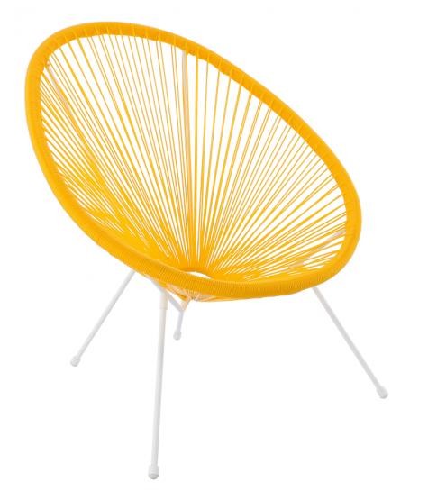 Moderna fotelja od ratana u jarko žutoj boji