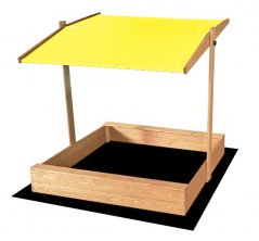 Детски пясъчник с покрив - жълт 120 x 120 cm