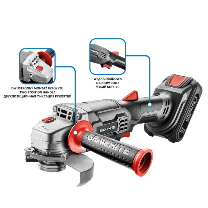 Polizor unghiular fără fir Energy+ 125mm 58GE130 GRAPHITE