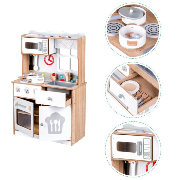 Drevená kuchynka XXL + kuchynské náradie Ecotoys