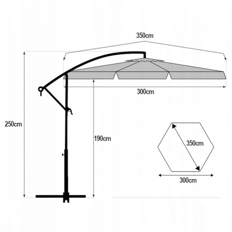 Parasol de grădină 3,5 m cu lumină solară LED - crem, UV50+