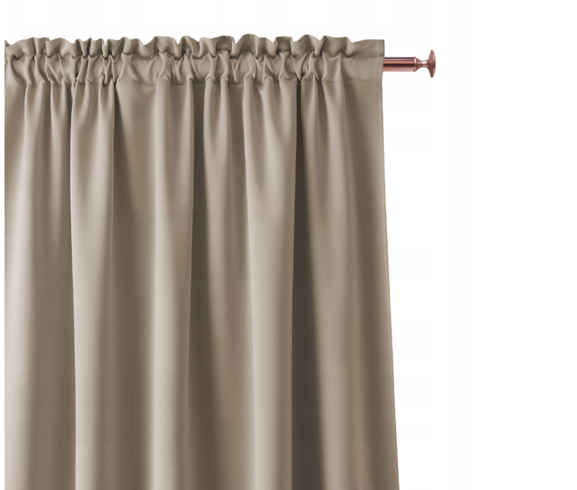 Beiger Vorhang mit Faltenband 140 x 250 cm