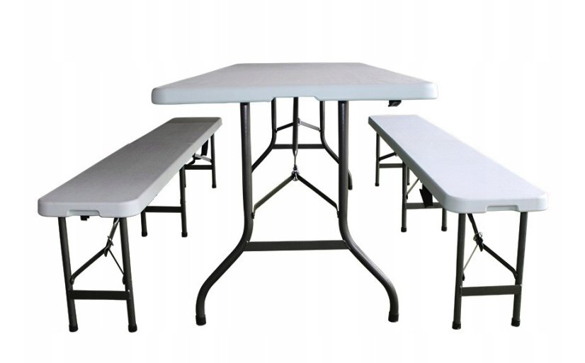 2 kusy cateringových skládacích laviček v bílé barvě 180 cm