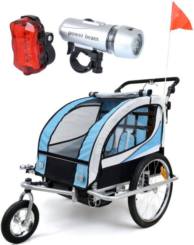 2-miestny príves za bicykel s tlmičom + JOGGER modrý