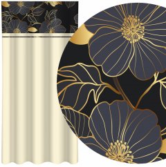 Класическа кремава завеса с принт на златни цветя